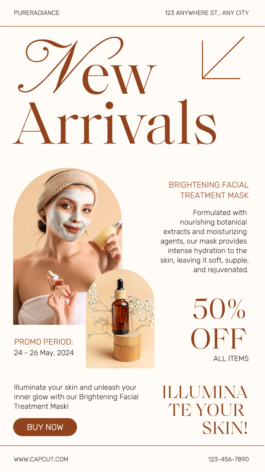 Beauty Care Marketing Poster Brightening Facial Treatment Mask Sale Instagram Story 