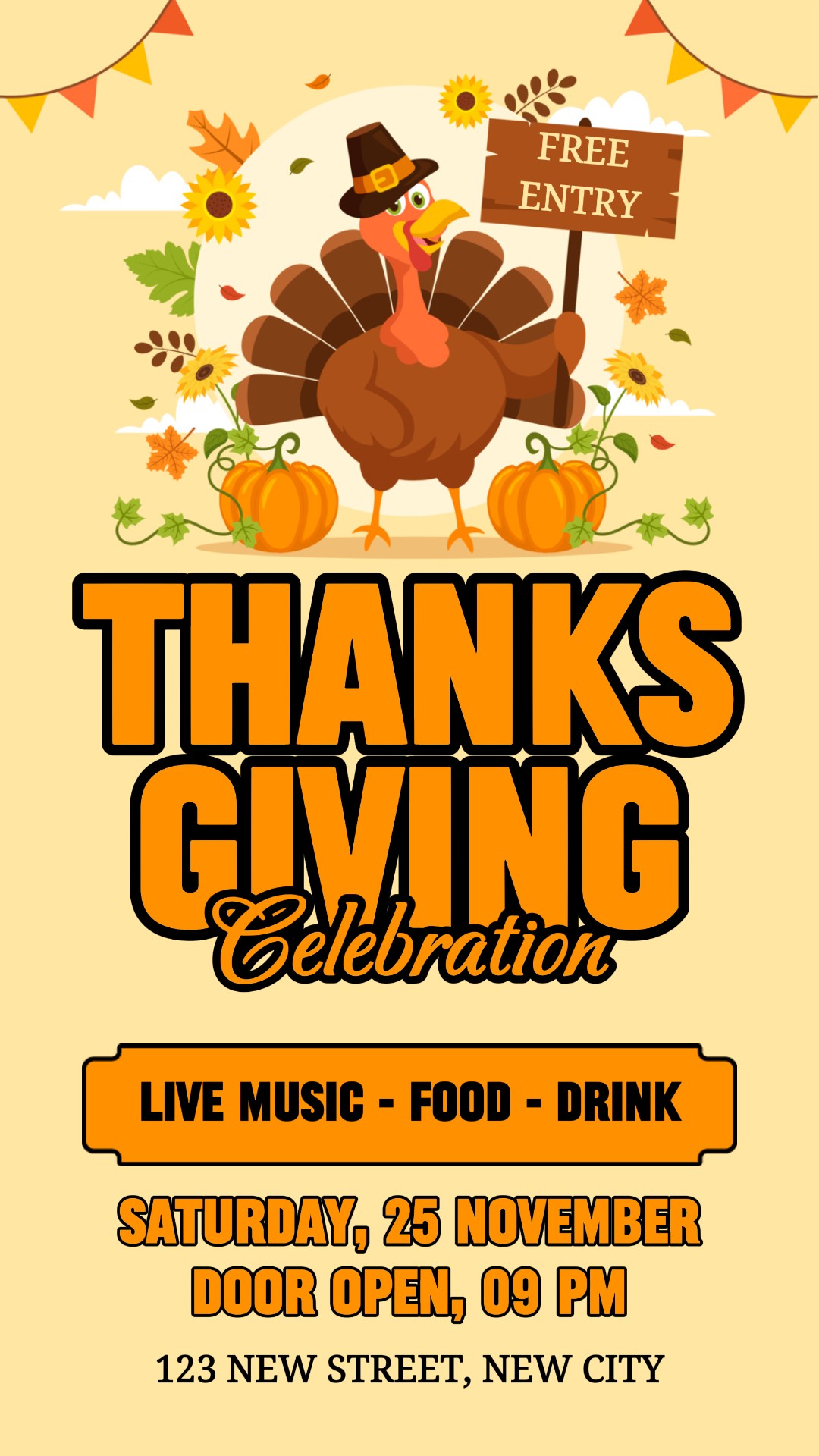 Invitación Celebración de Acción de Gracias Historia de Instagram