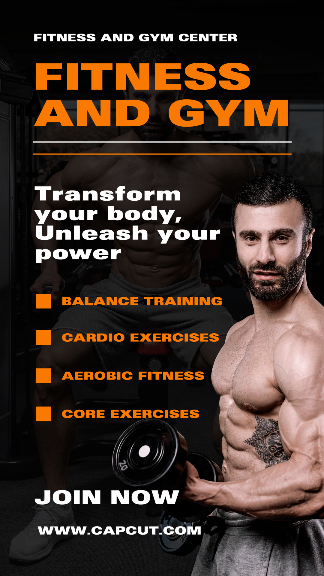 Fitness And Gym Instagram Story Modern Black Orange