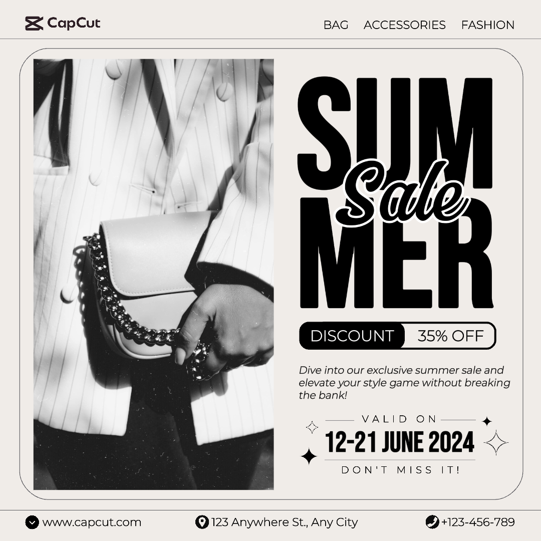 Venta De Verano Marketing Cartel Bolsa Promociones Publicación De Instagram