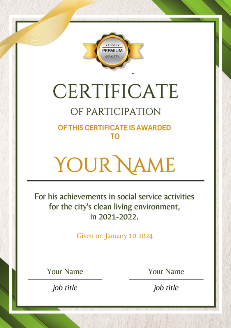 No marketing, certificado, certificado de lujo con tema de oro verde