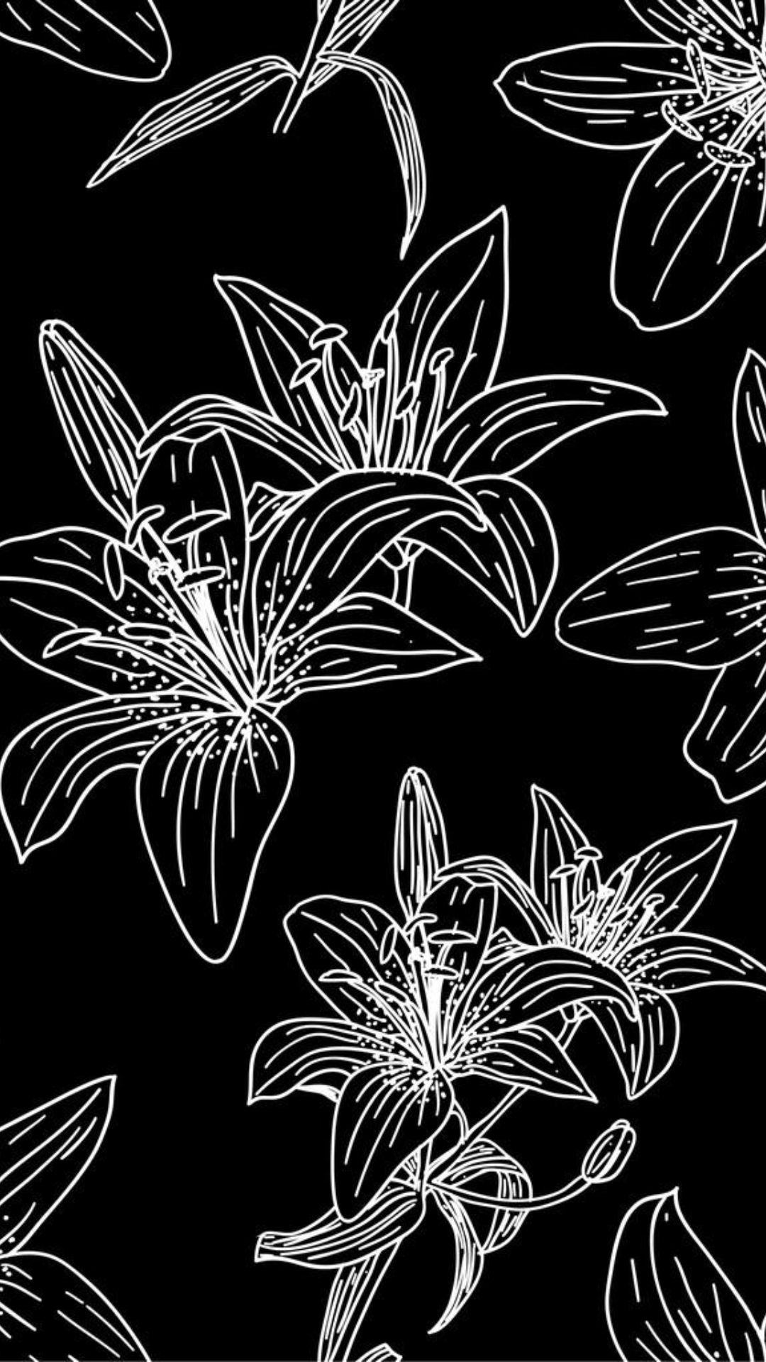 Papier peint affiche créative fleur noir et blanc