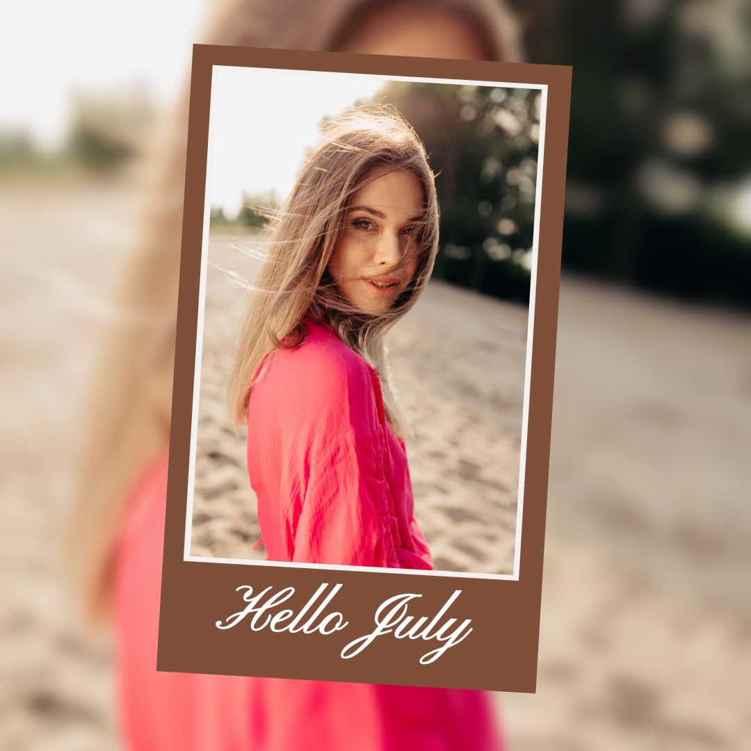 Halo Juli Poster Kreatif Posting Instagram Bingkai Coklat