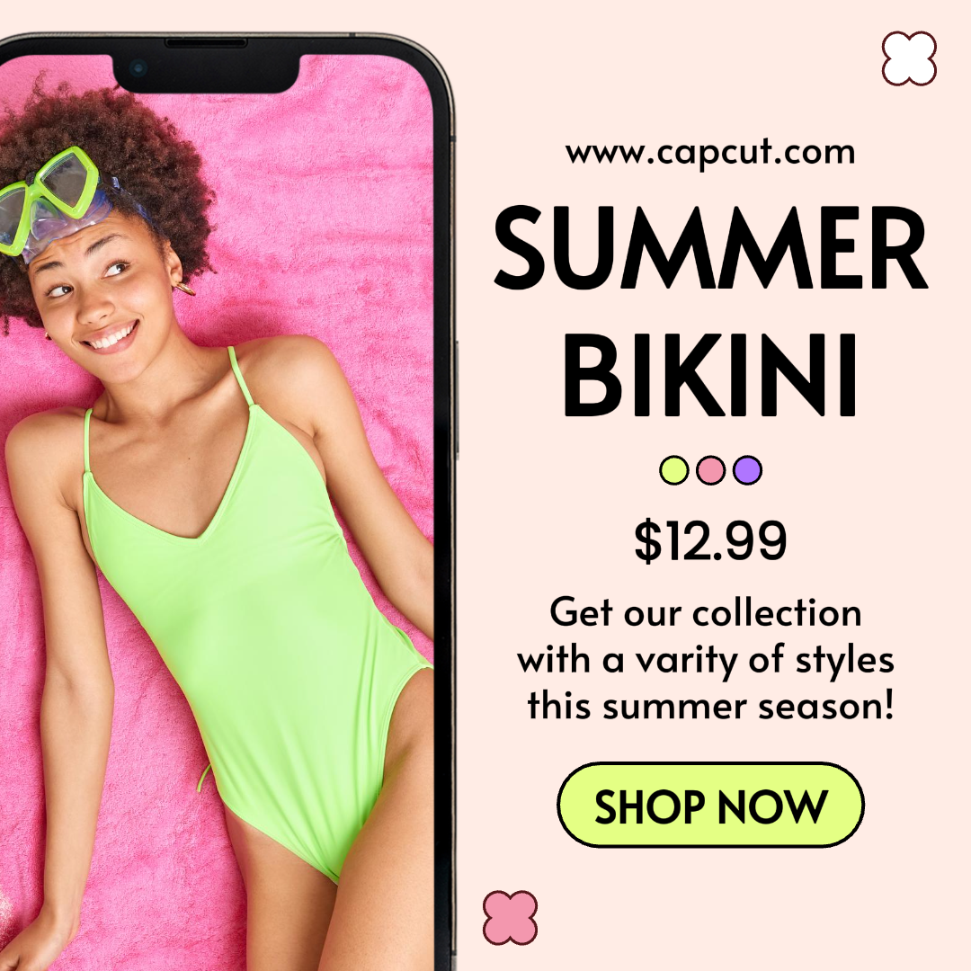 Vêtements et chaussures - Affiche marketing Instagram Post Bikini Summer