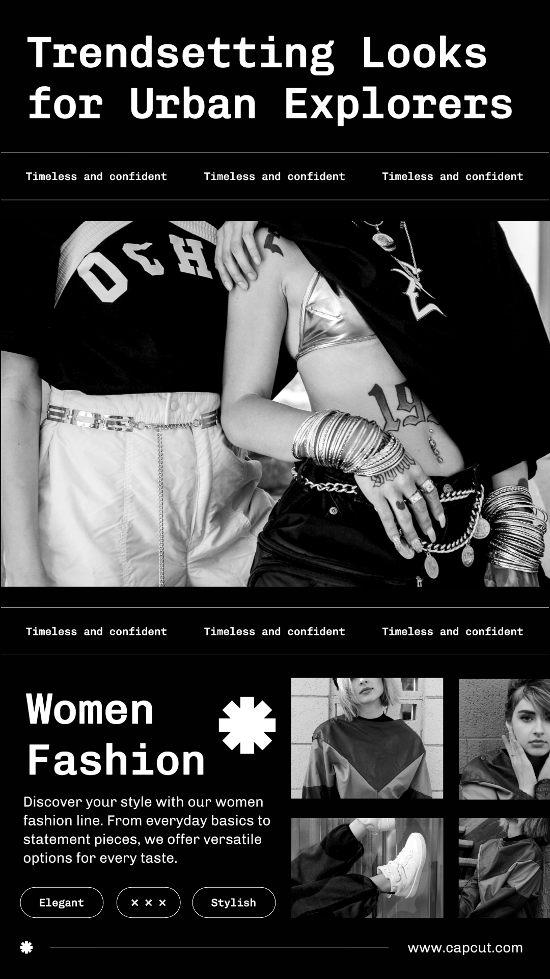 Pôster de marketing de colagem minimalista Instagram Story Preto