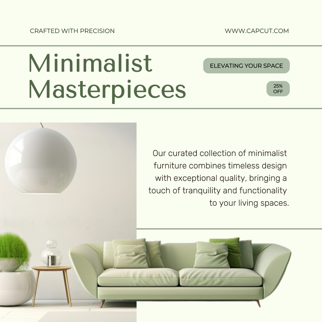 Furniture Product, Product Display, Green Minimalist