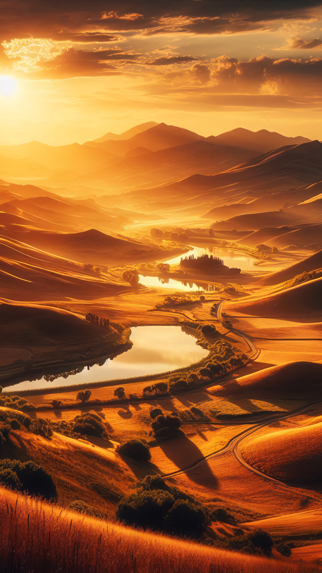 Fondo de pantalla Vista de las colinas al atardecer Historia de Instagram