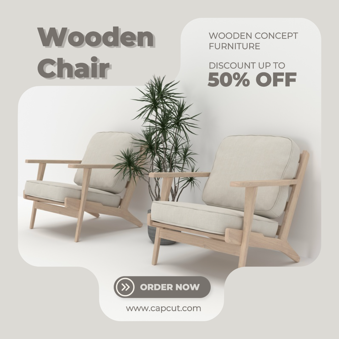 Accessoires ménagers et meubles promotion de chaise en bois instagram post begie
