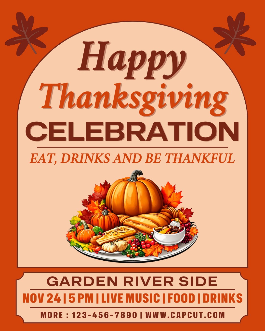 Feliz Celebración De Acción De Gracias Retrato De Instagram