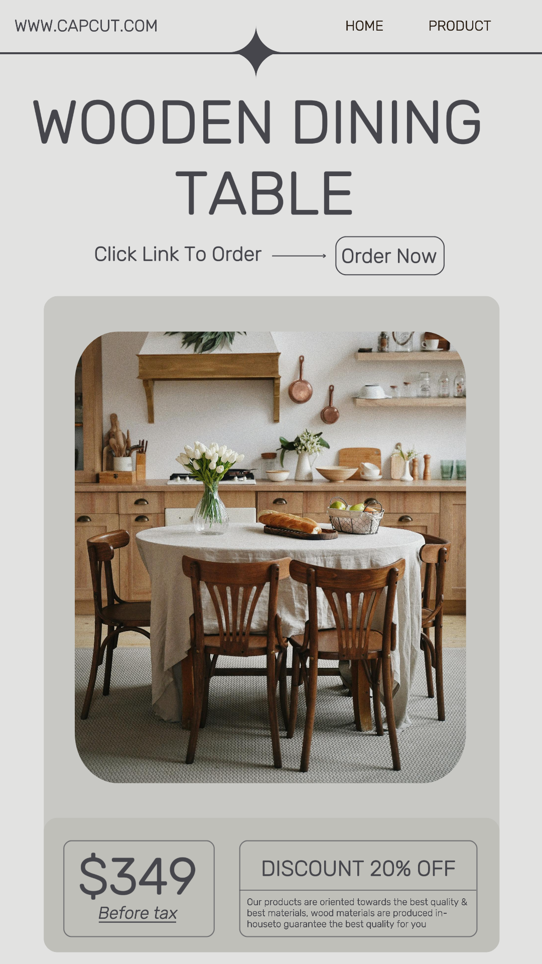 Mesa de jantar Exibição do produto Instagram Story