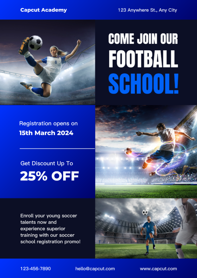Flyer Sekolah Sepak Bola Biru Modern