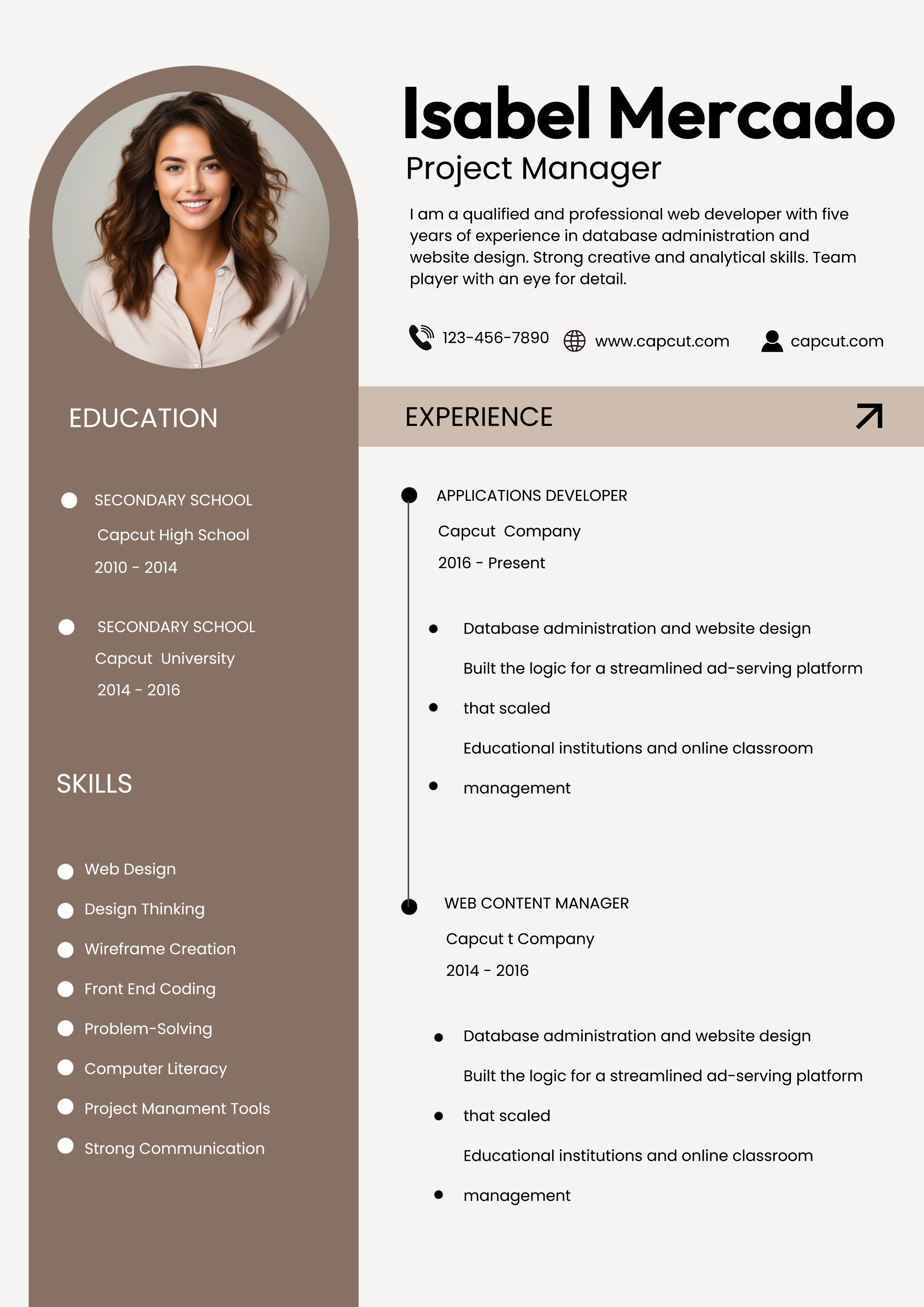 Chef de projet de CV d'entreprise