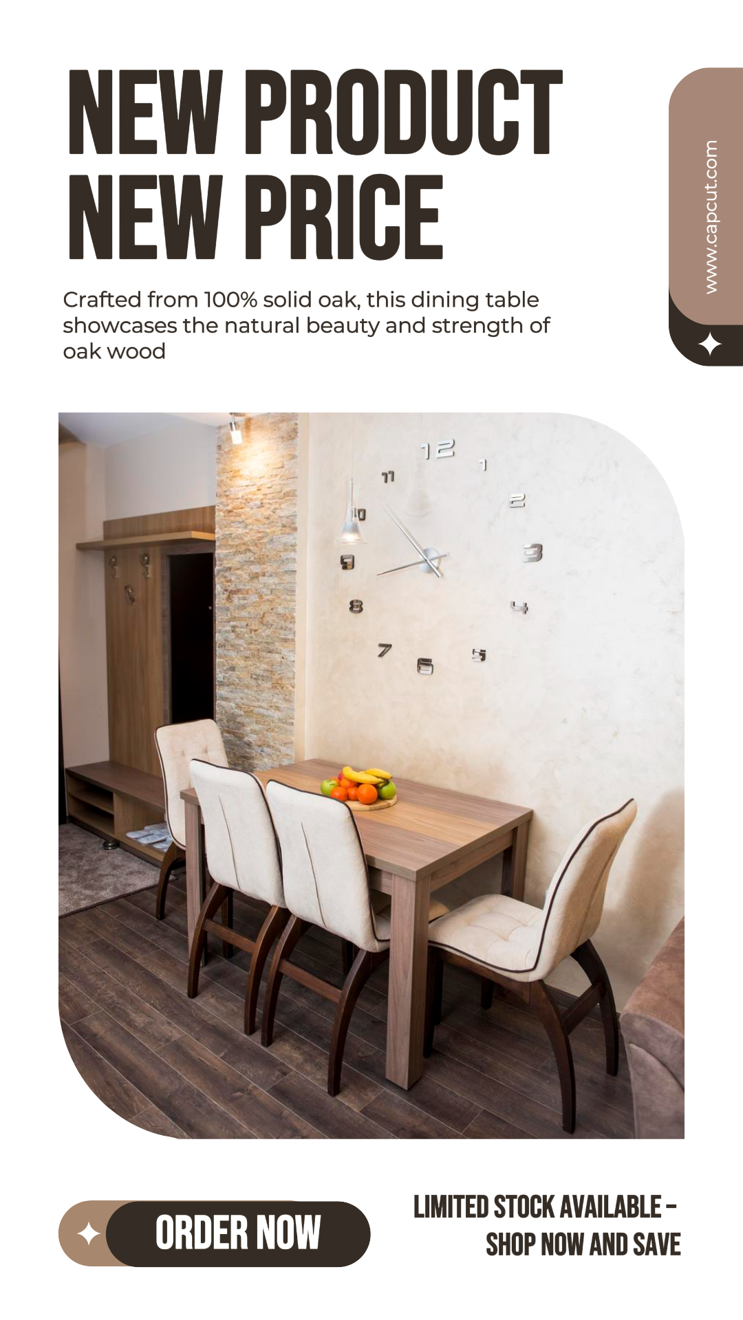 Cartel de marketing doméstico, exhibición de productos de mesa de comedor, historia de Instagram