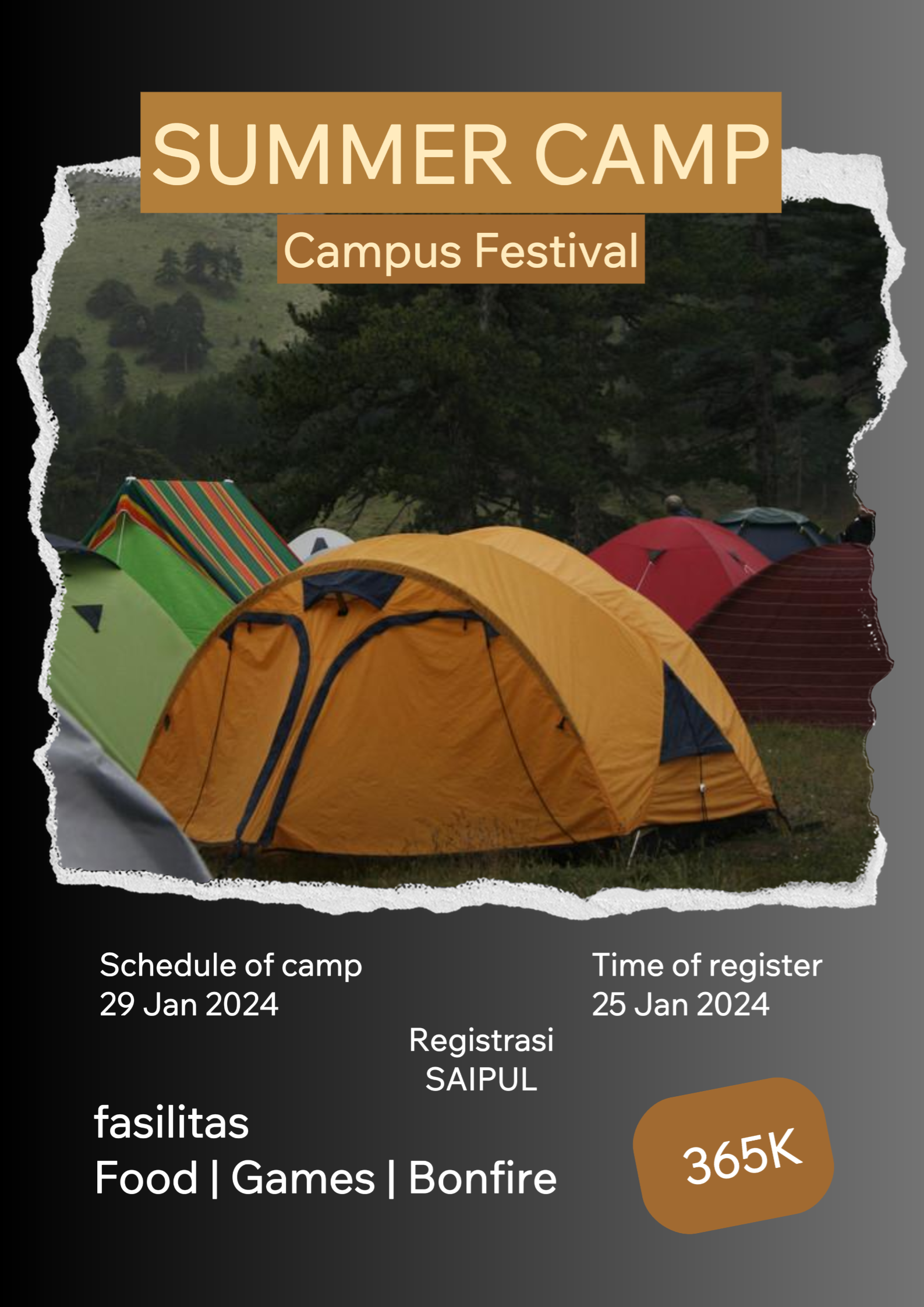 Campamento de verano de carteles de campus sin marketing