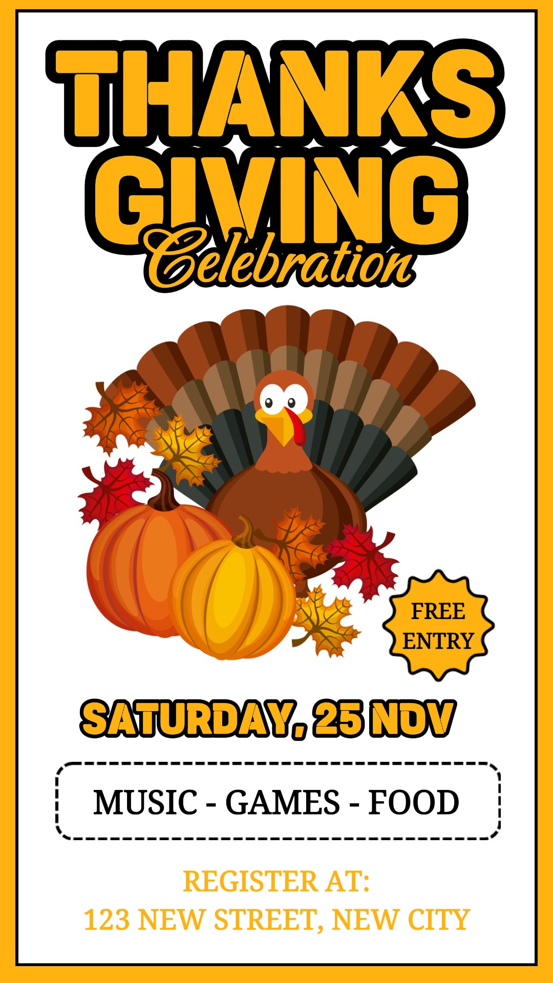 Invitation à la célébration de Thanksgiving Histoire Instagram