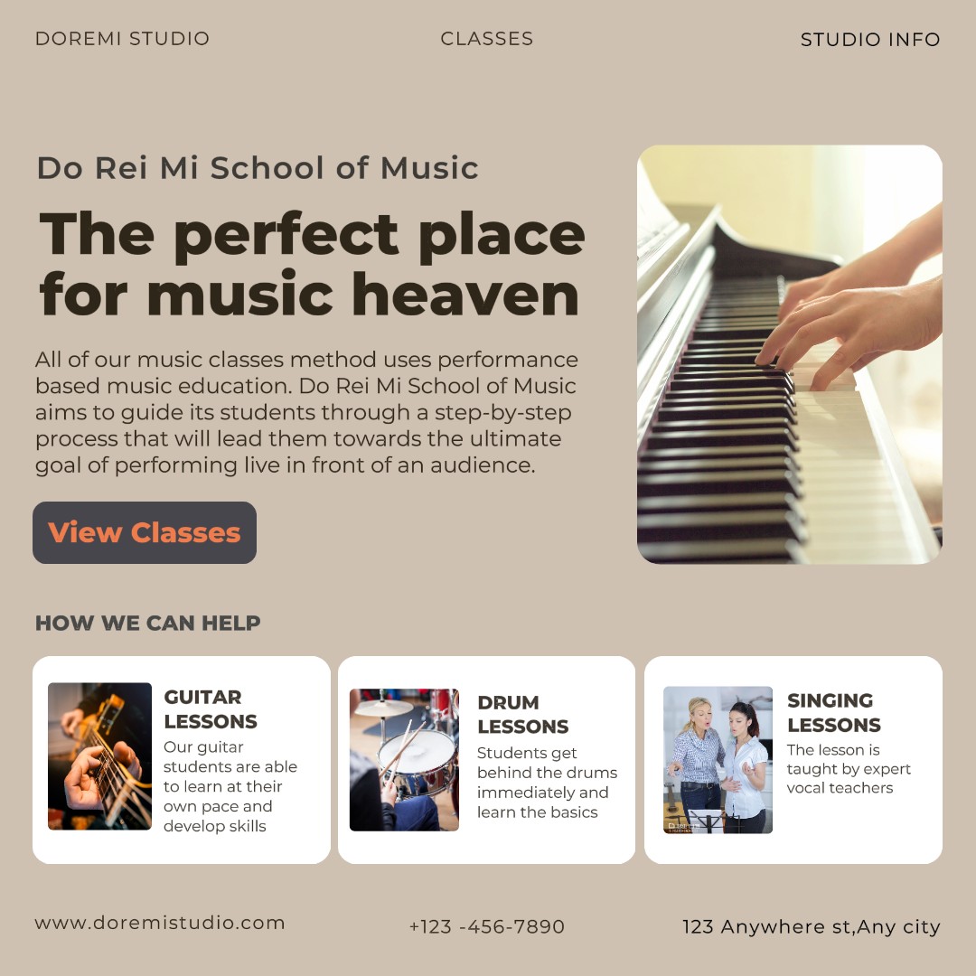 Educação música serviço instagram post