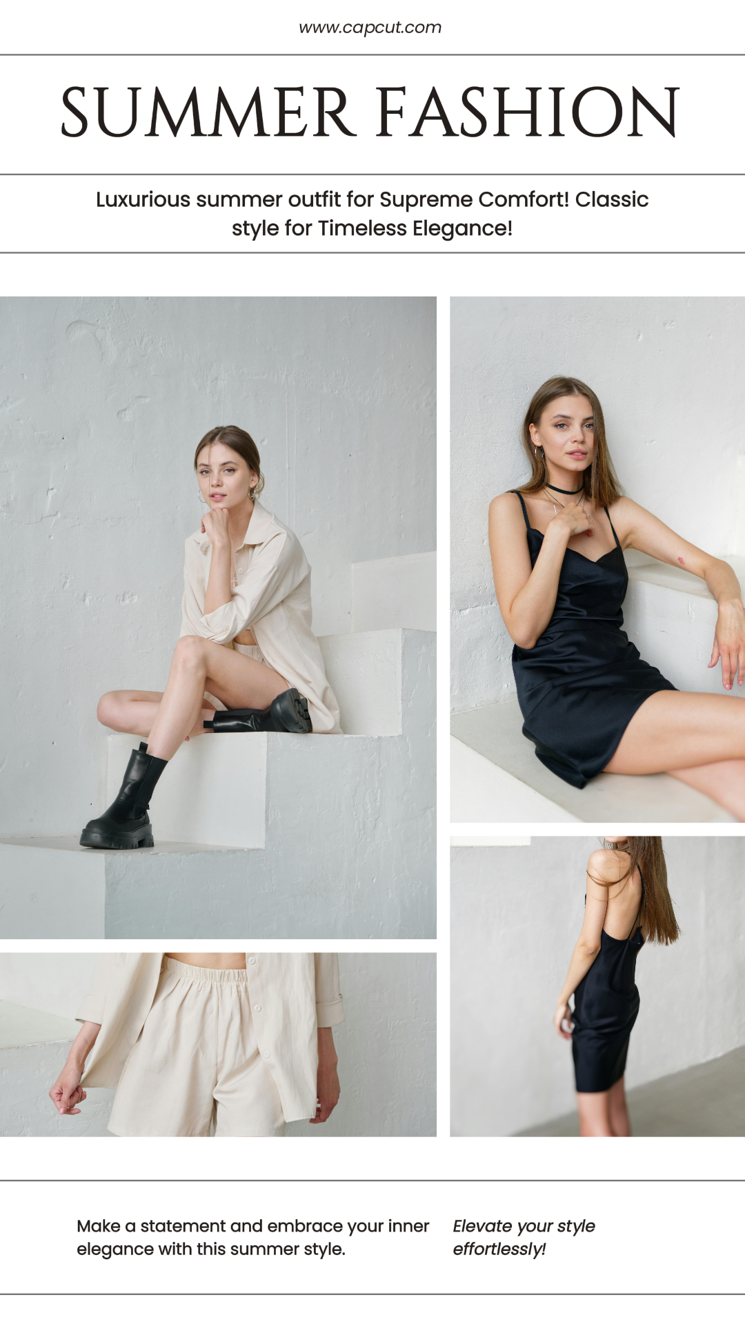 minimalist collage marketing poster instagram story clothing and shoes