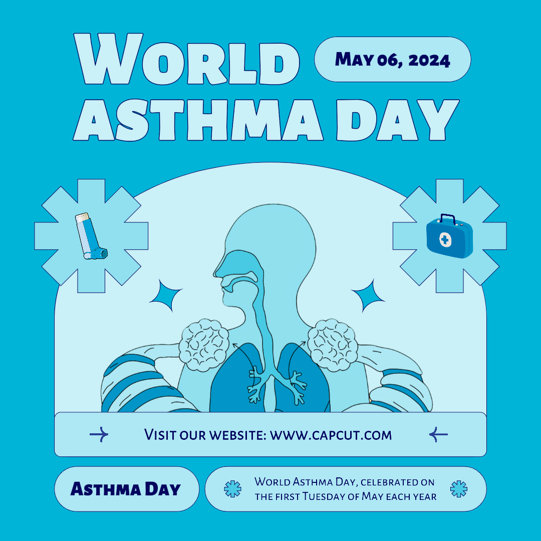 Post Instagram créatif de la Journée mondiale de l'asthme bleu