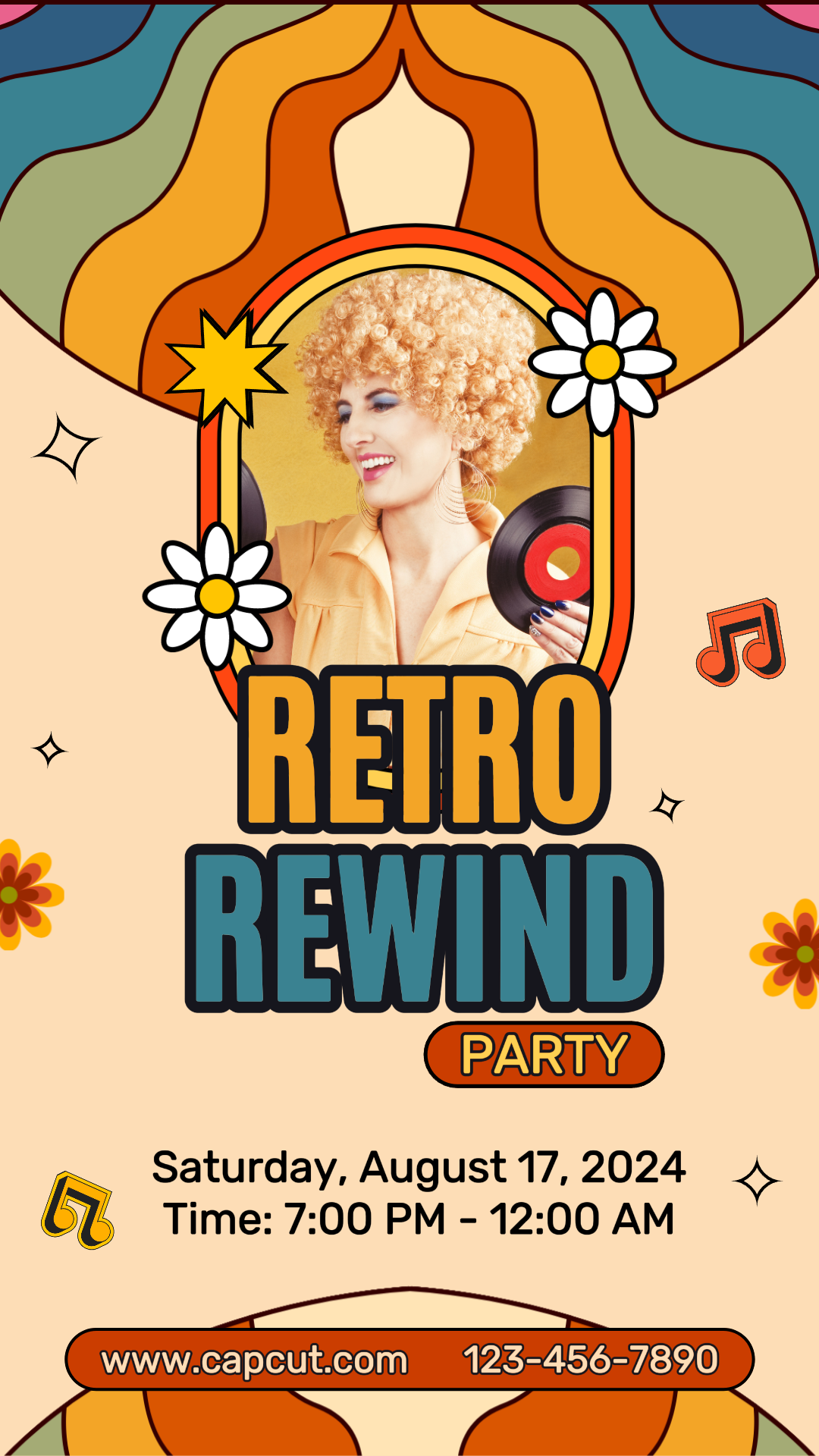 Entretenimiento fiesta musical publicación de instagram estilo retro