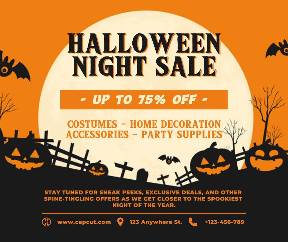 Poster Penjualan Malam Halloween Promosi FB Post