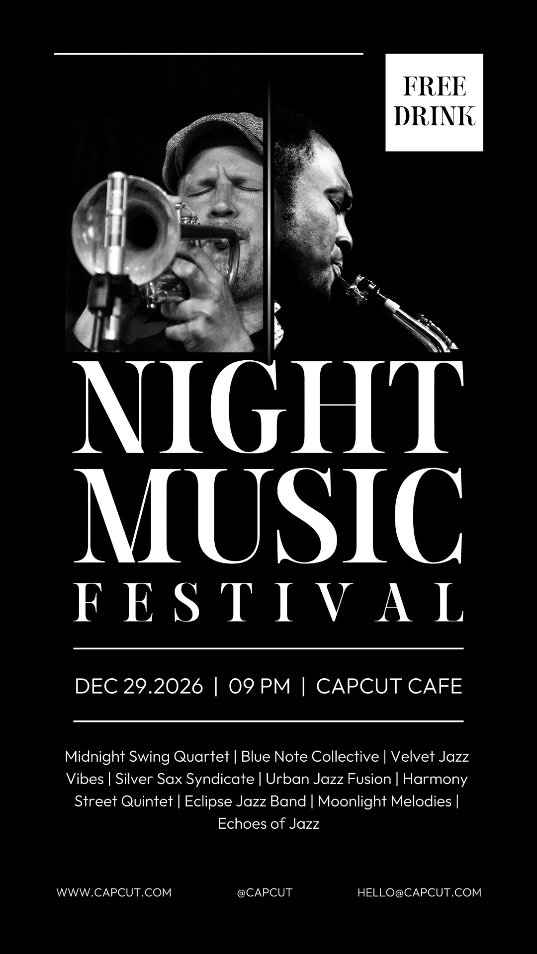 Entertainment live music poster instagram story minimalist