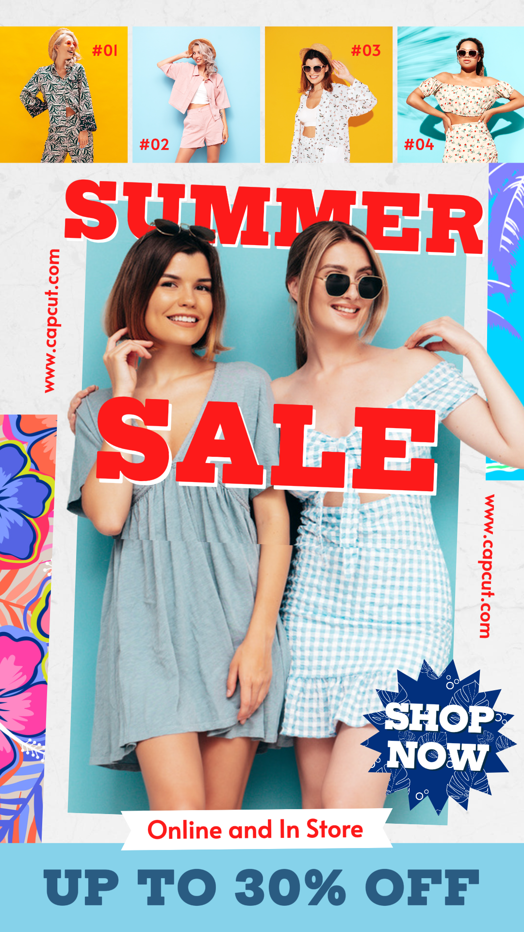 Promoção de roupas de verão Instagram Story e imagem Tiktok com estilo de design de colagem