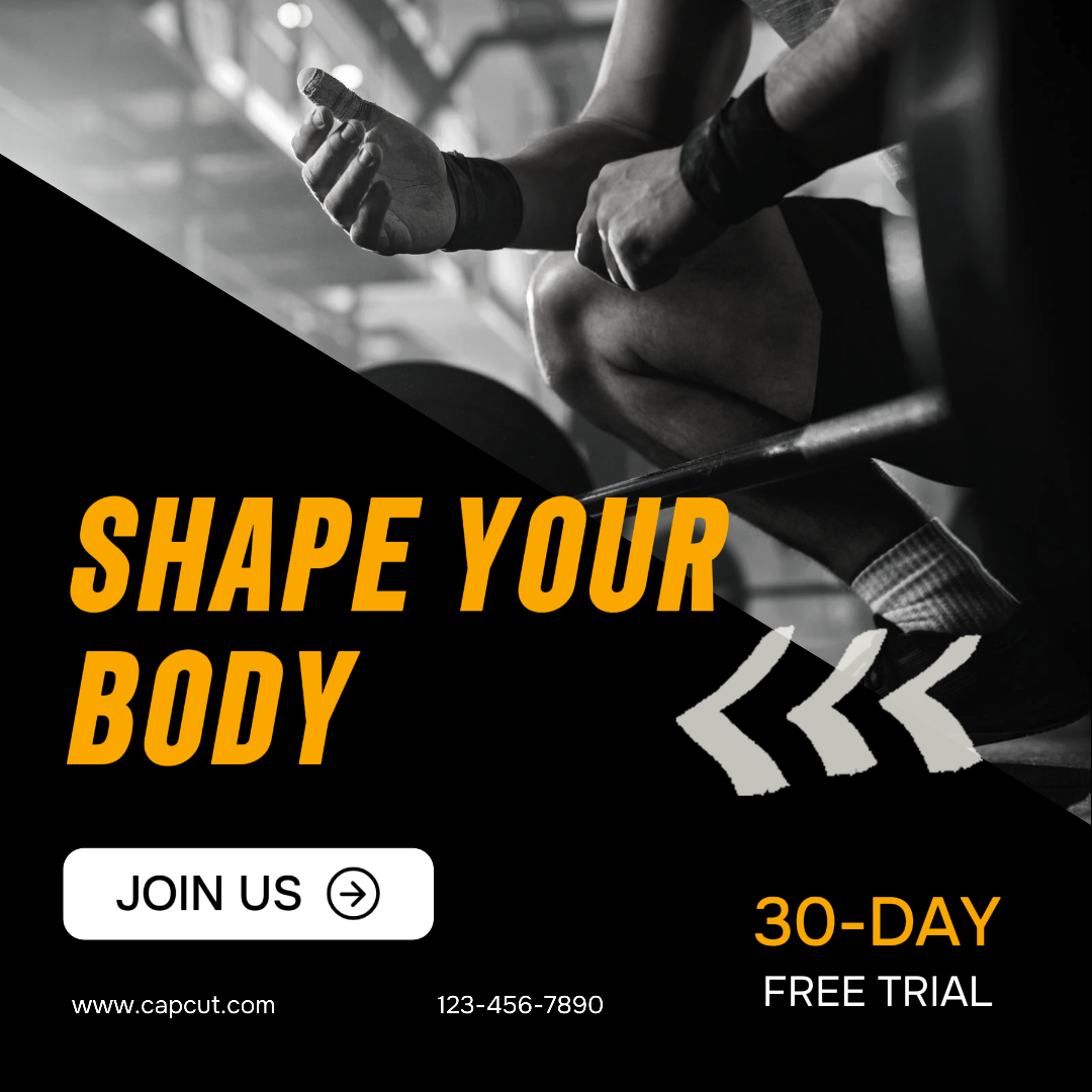Workout and fitness - Marketing Poster - Instagram Post - Black and Orange Theme