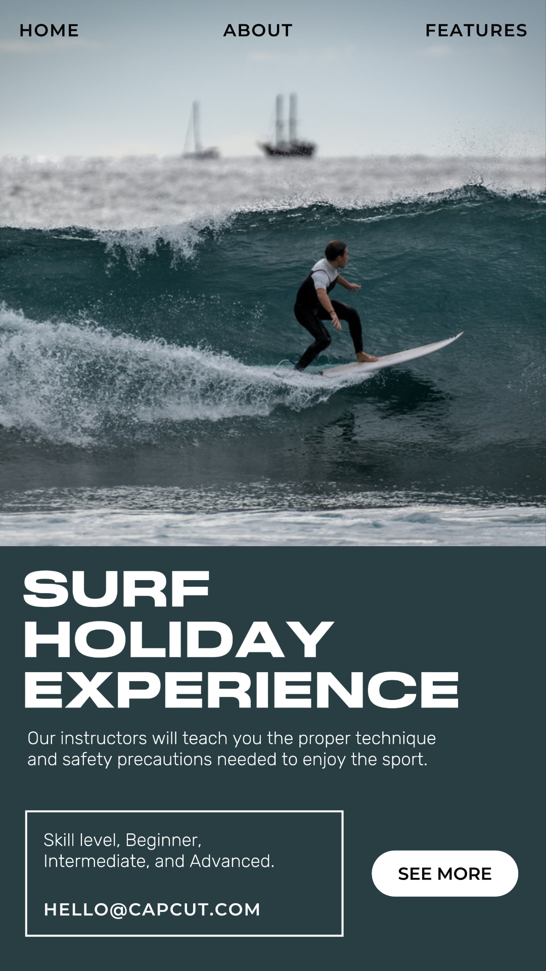 Business Surf Holiday Experience Product Display Instagram Story