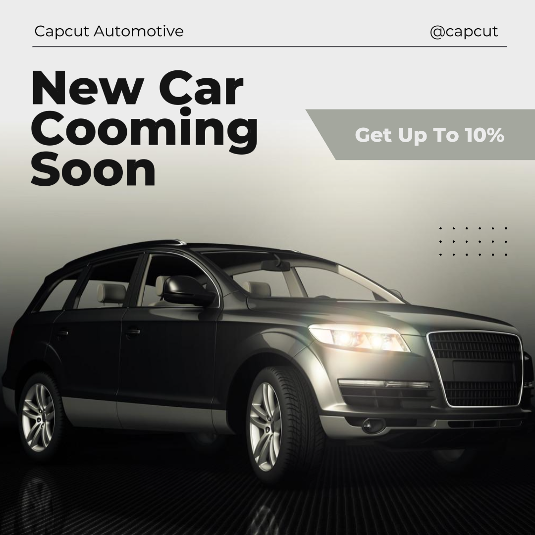 Cartel de marketing de coches, nuevo coche que viene pronto, exhibición de productos, publicación de Instagram