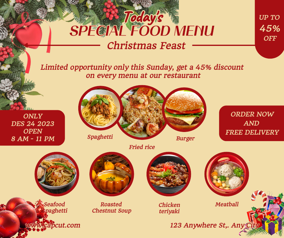 SPECIAL FOOD MENU DISPLAY PROMOTION FB POST