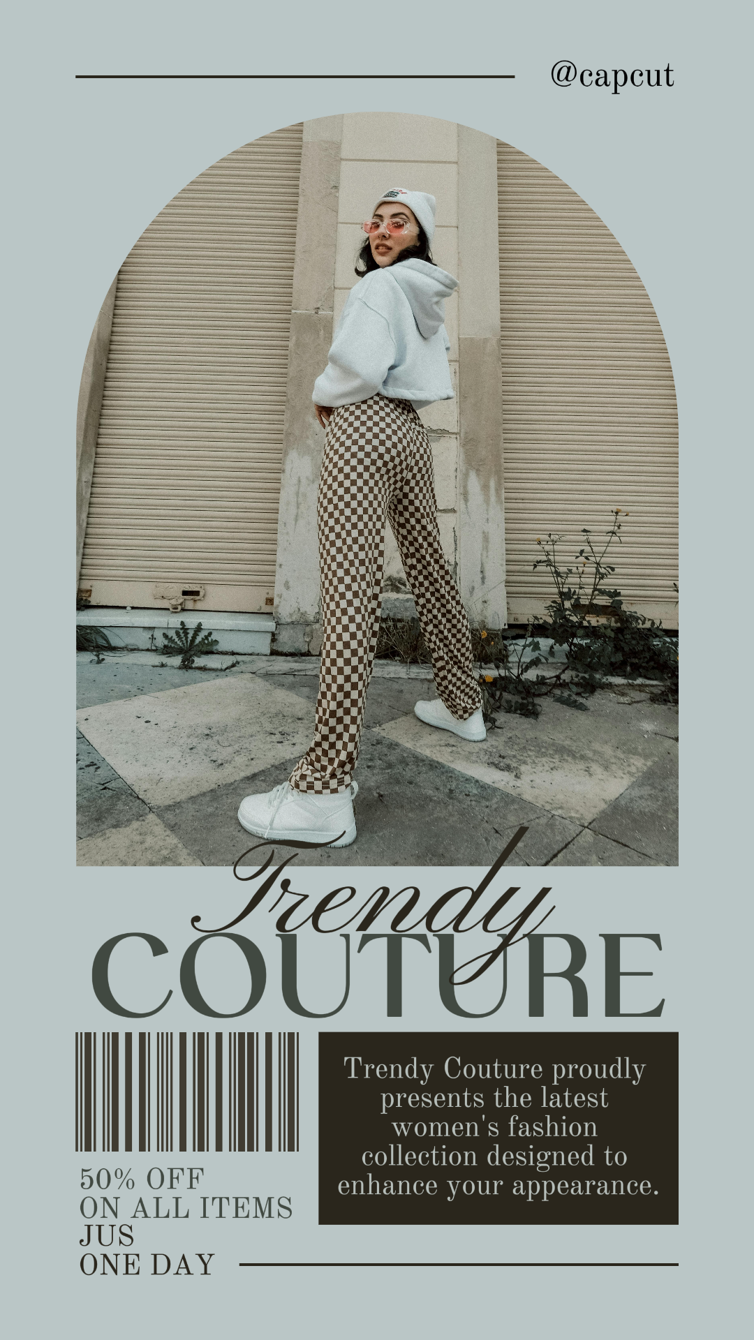 Kleidung und Schuhe, Marketing-Poster, Modenschau Instagram Story braun