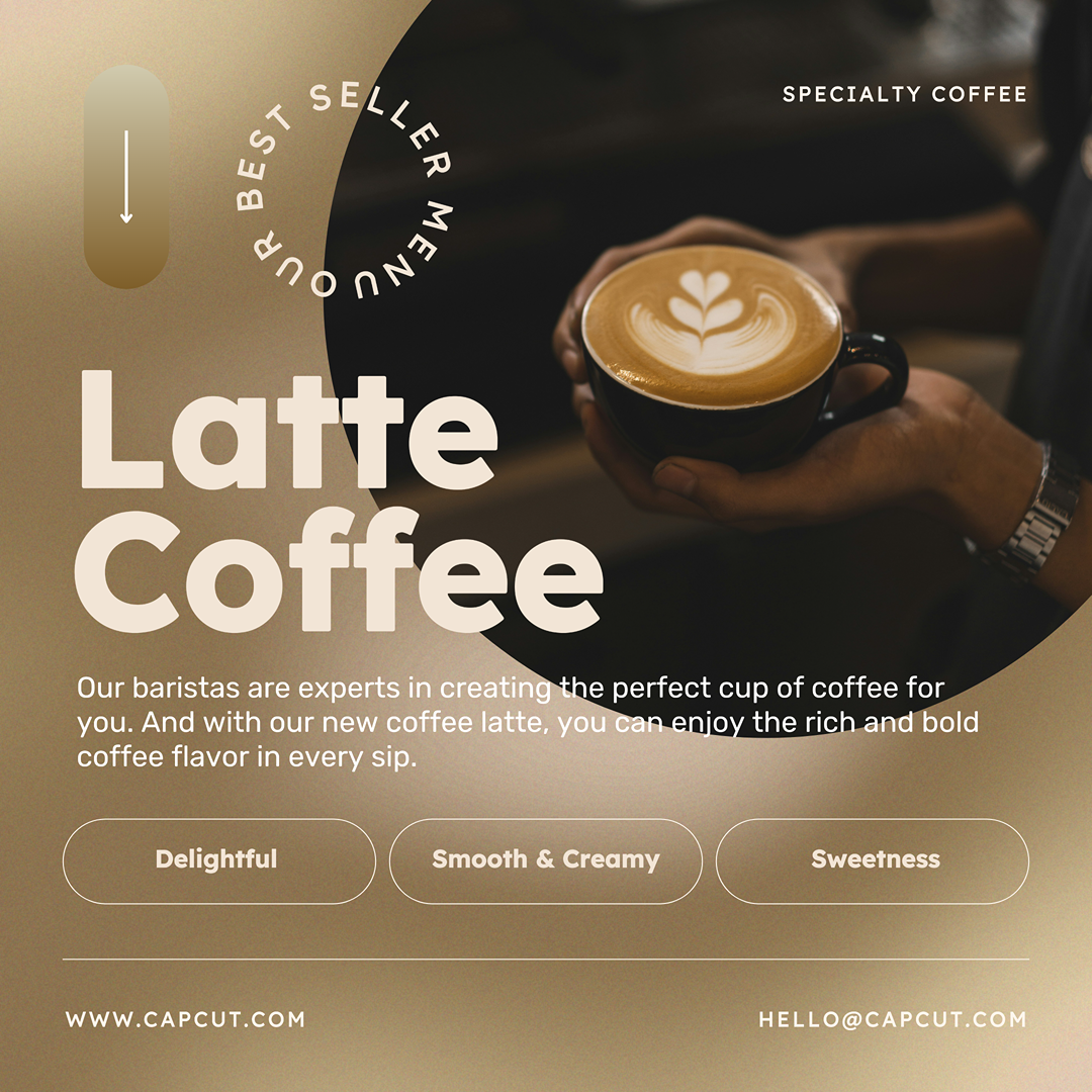 Food & Beverage Marketing Poster Best Seller Latte Coffee Menu Product Display Instagram Post