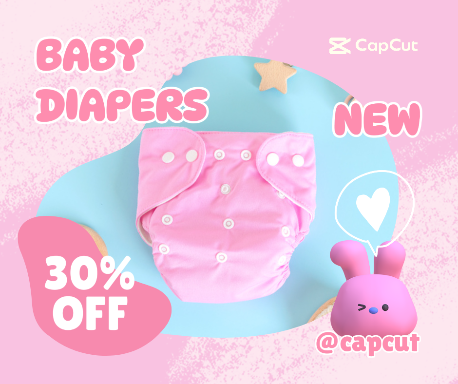 산모와 영유아 케어 아기 기저귀 할인 프로모션 페이스북 게시물 핑크 귀여운 스타일
