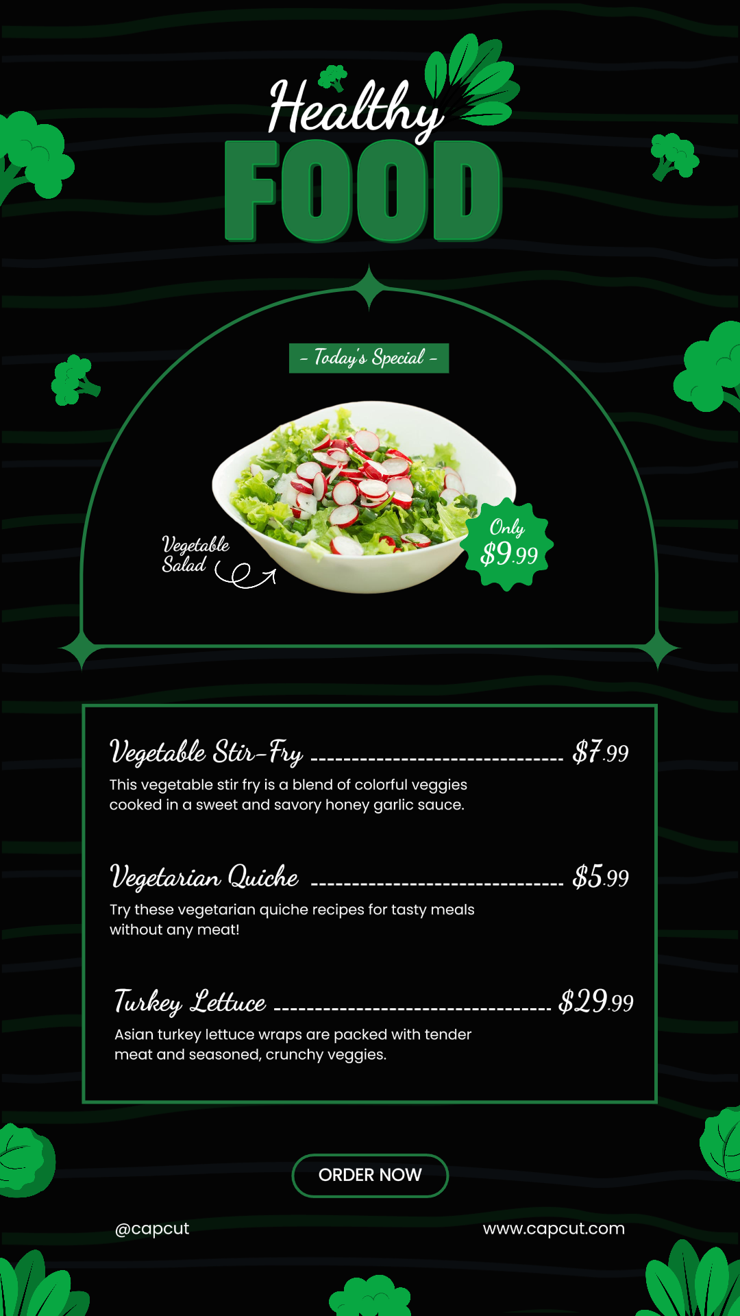 História do Instagram do Restaurante de Comida Saudável