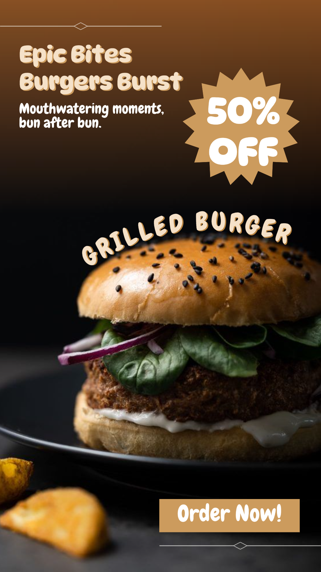 Comida y bebida - Épico Bites Burgers Burst - Historia de Instagram