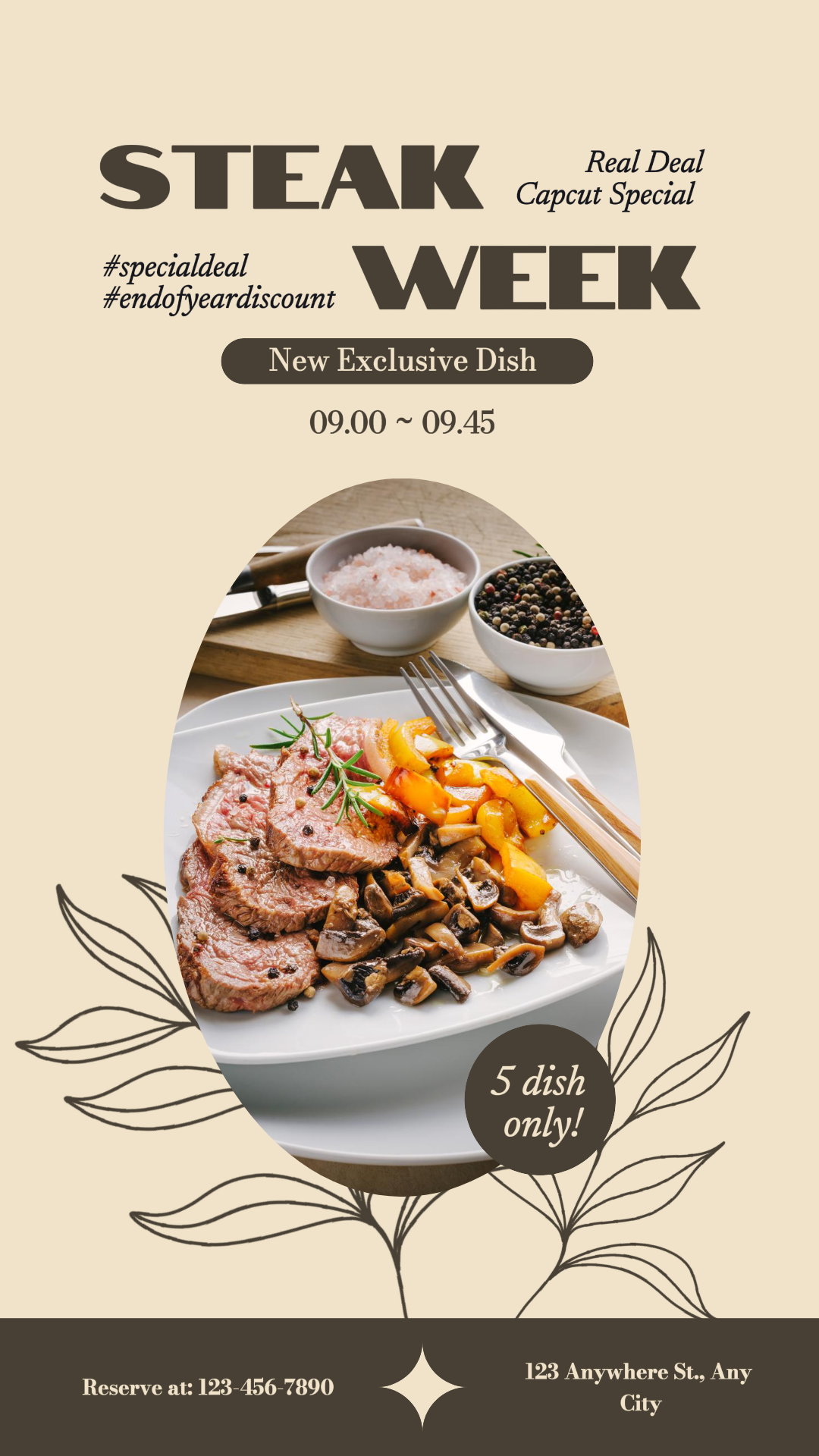 Prato de Bife Negócio Instagram Story Brown Minimalist