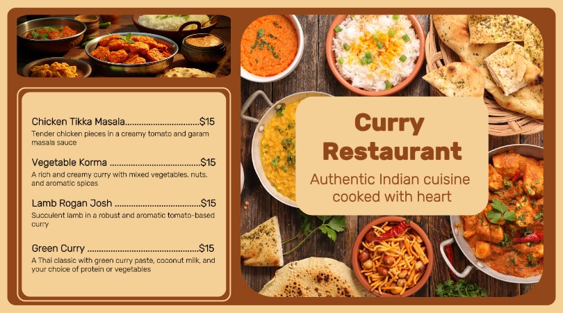 Food Curry Restaurant Menu