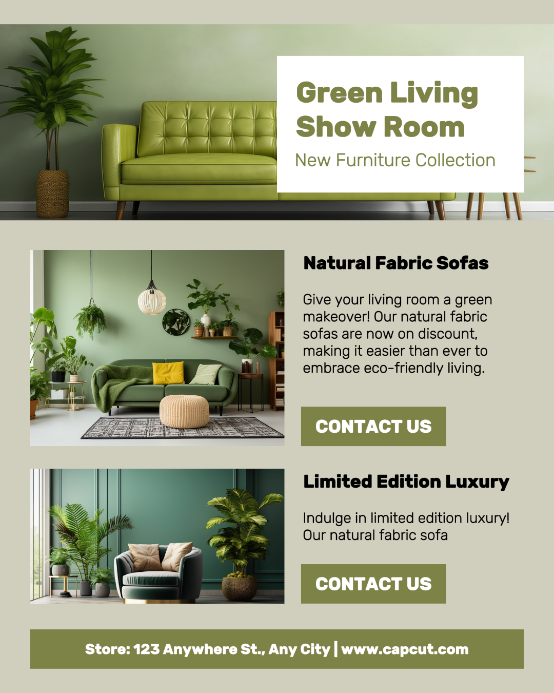 Sofá doméstico Green Living Display