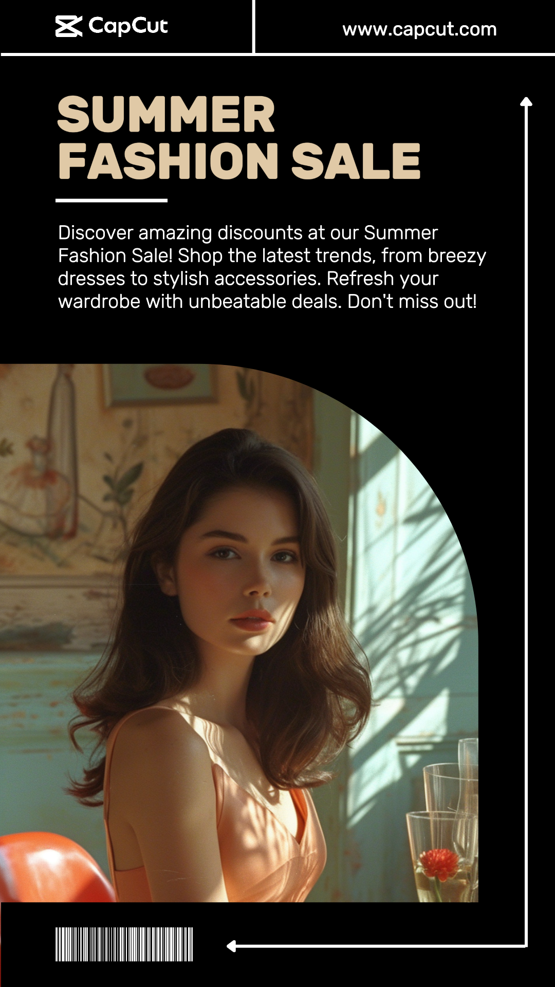 Clothing and Shoes Marketing Poster Instagram Story Summer Fashion Black Vintage