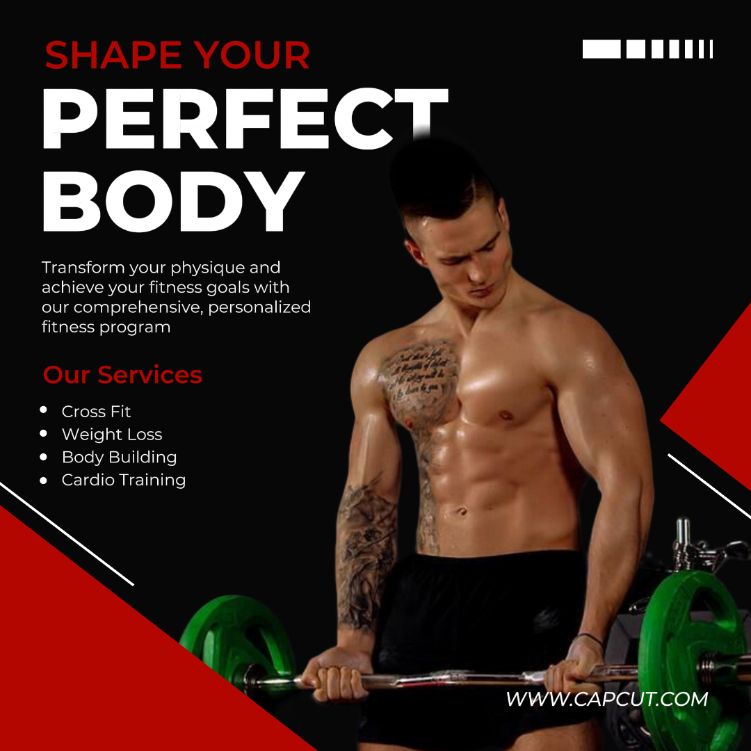 Workout and Fitness Marketing Poster Shape Your Perfect Body Product Display Instgram Post
