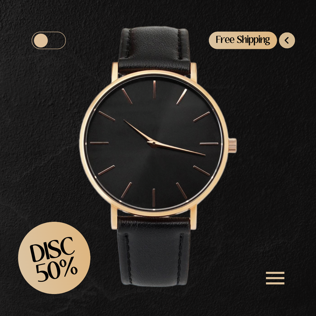 E-Commerce Fashion Hero Image Uhr Modern Schwarz