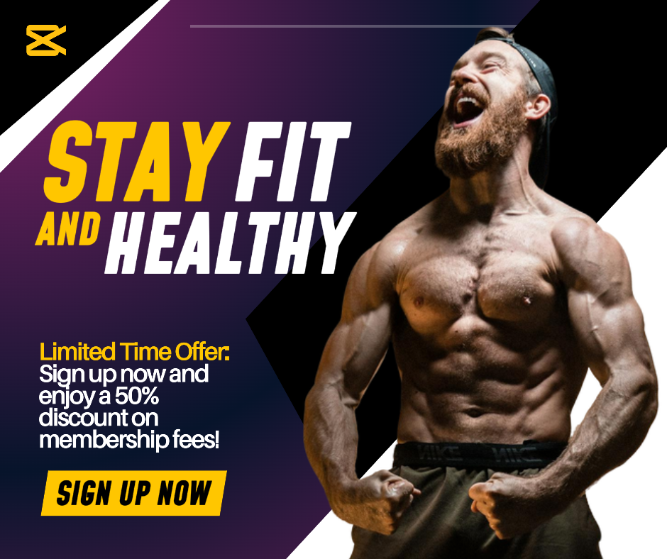 Training und Fitness Marketing Poster Facebook Post Bleiben Sie fit und gesund