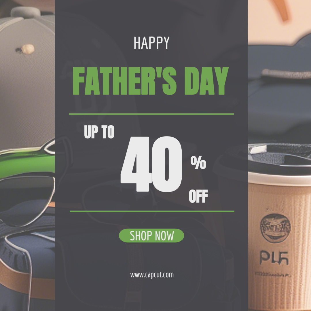 Fête des pères, industrie générale, affiche marketing, publication Instagram, texte vert simple