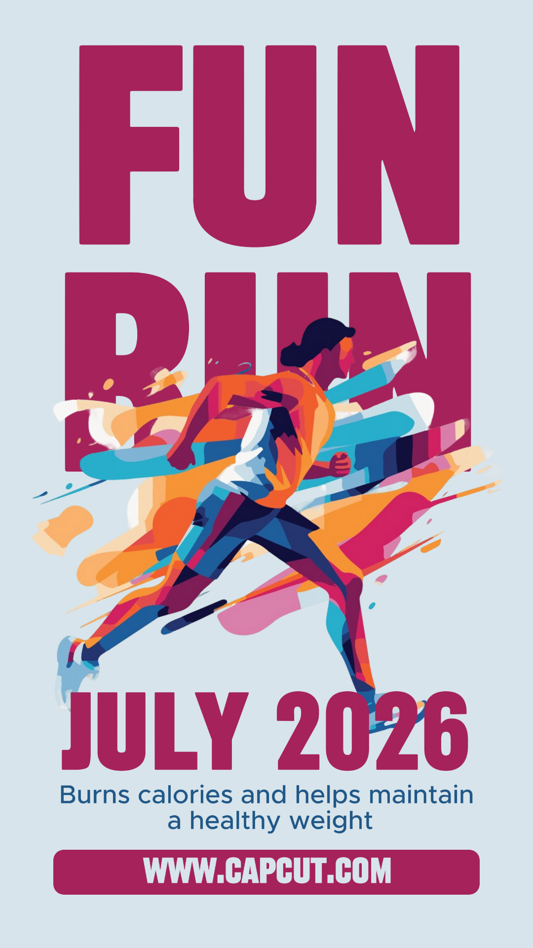 Sport und Match Fun Run Kreatives Poster Tiktok Lila Blau