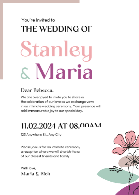 Nicht-Marketing-Einladungskarte Rosa Lila