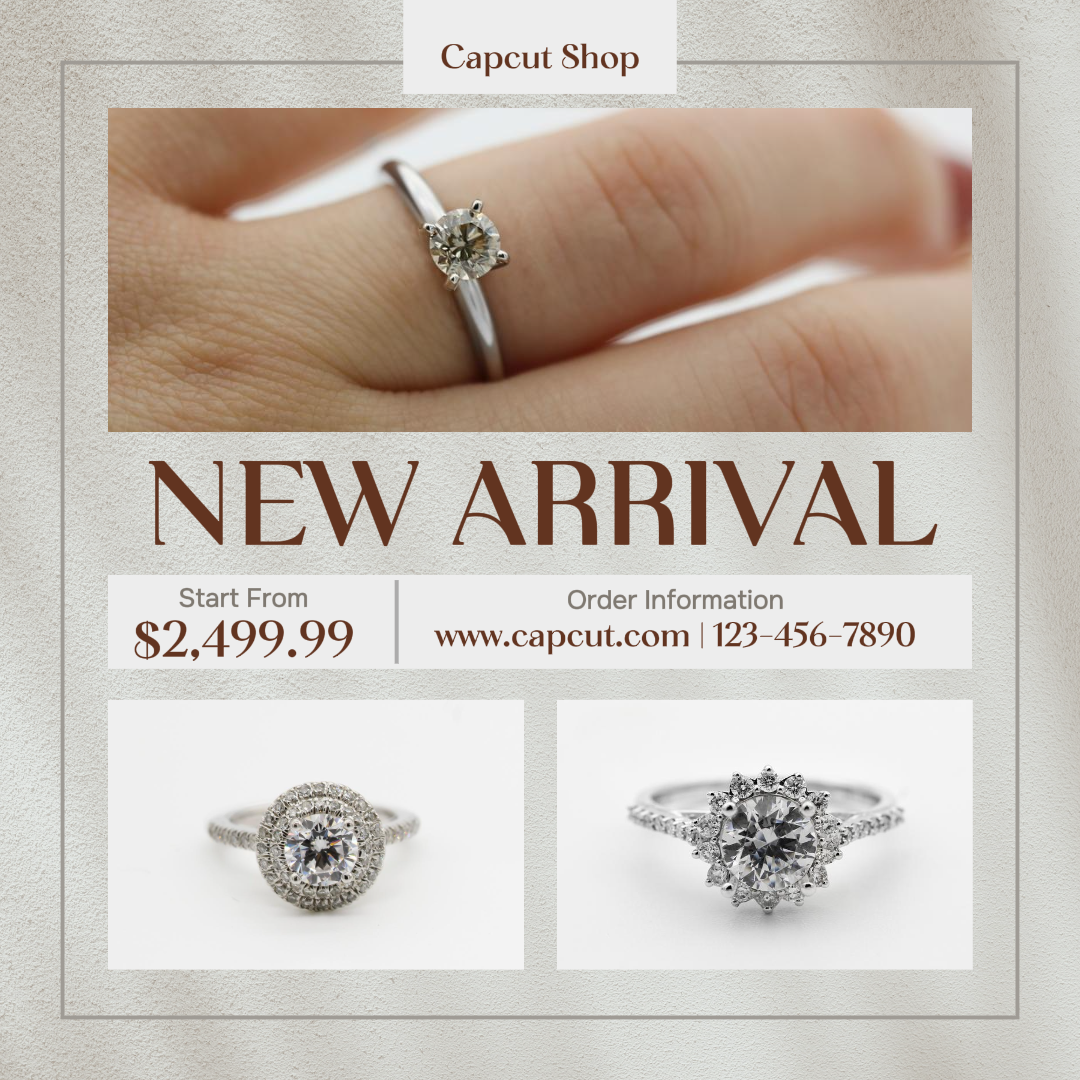 Affichage des produits de la collection de bagues de l'industrie de la mode Post Instagram