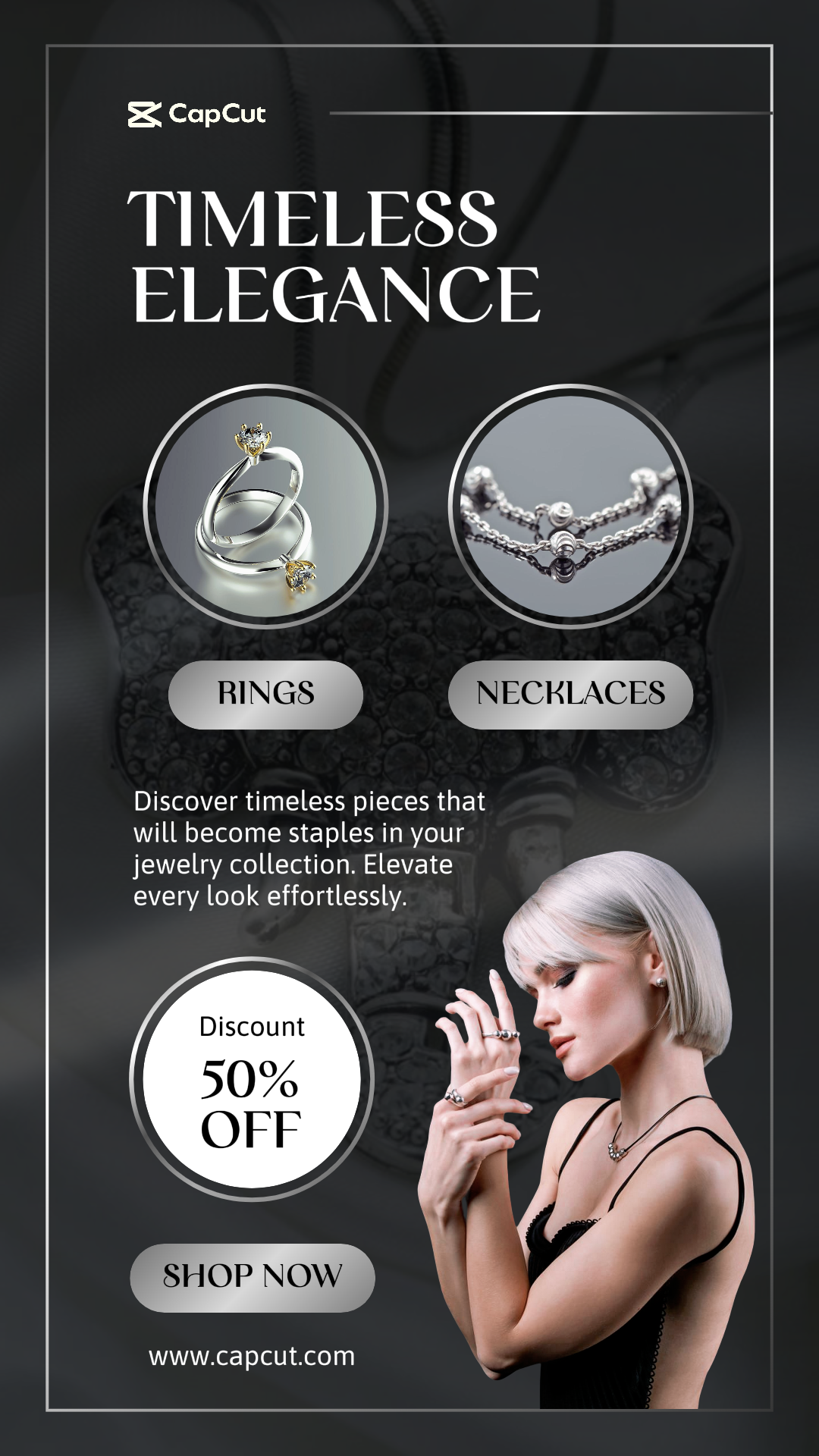Jewellery Promotion TikTok Elegant Black Gray