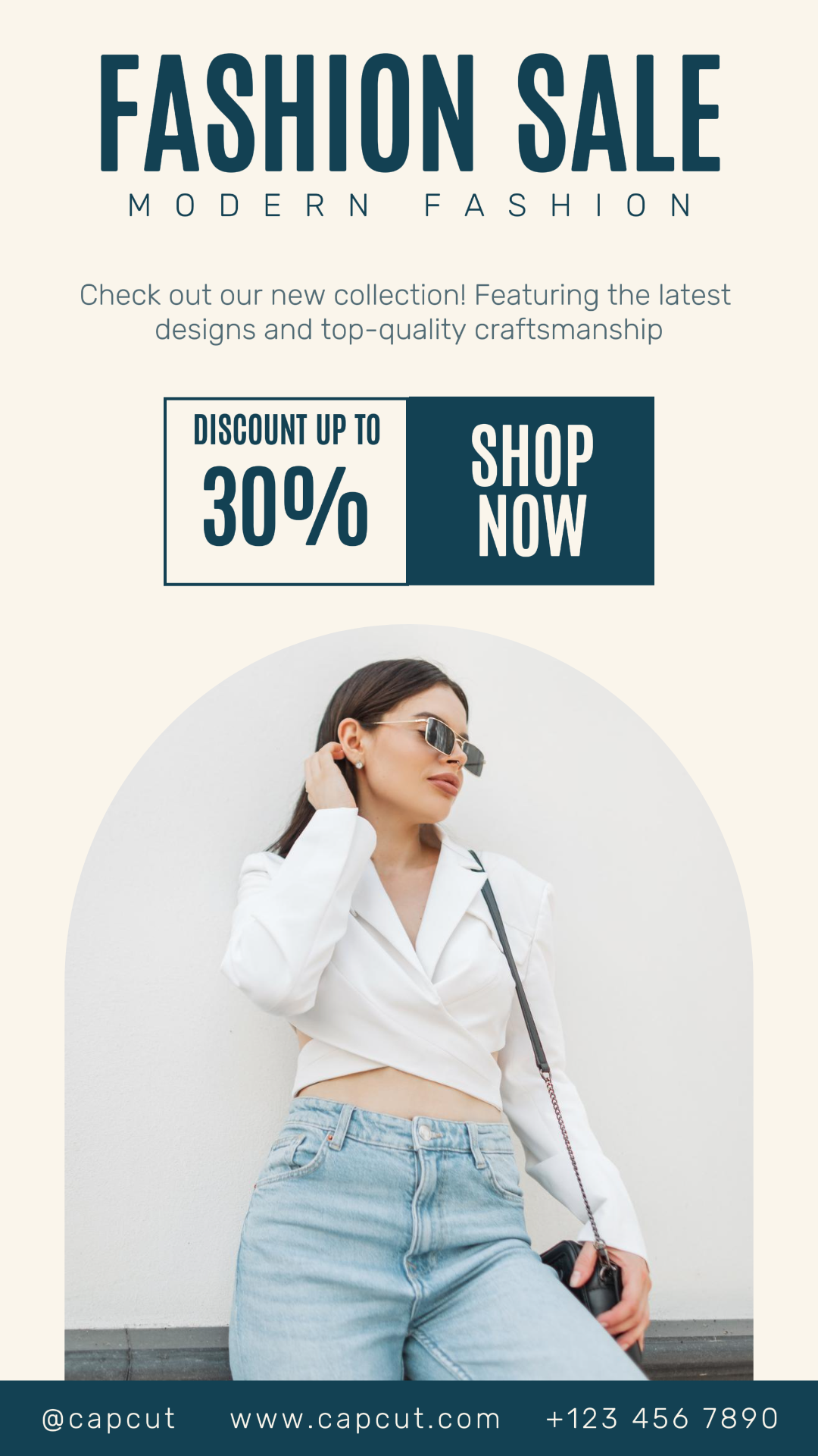 Poster Pemasaran Kolase Minimalis Instagram Story Clothing Beige Biru Tua 