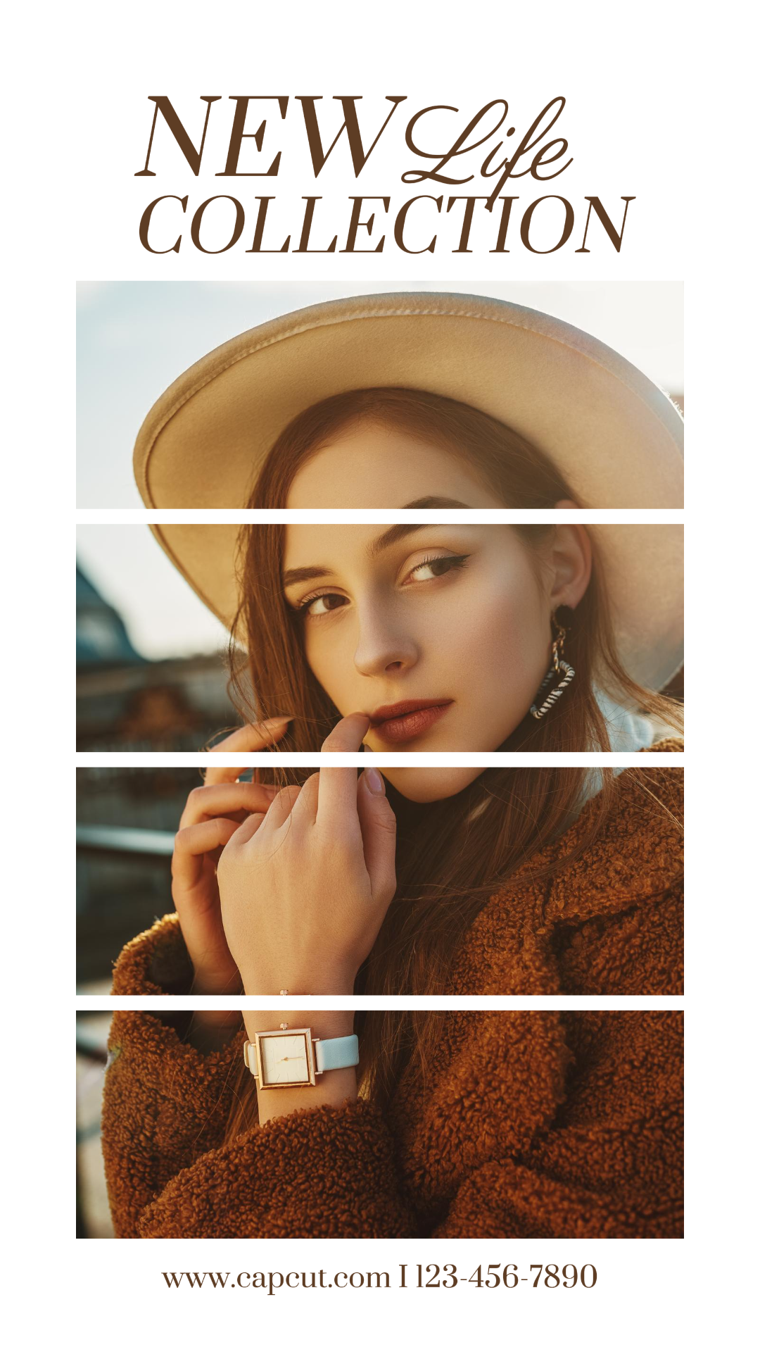 poster pemasaran kolase minimalis tiktok koleksi baru coklat