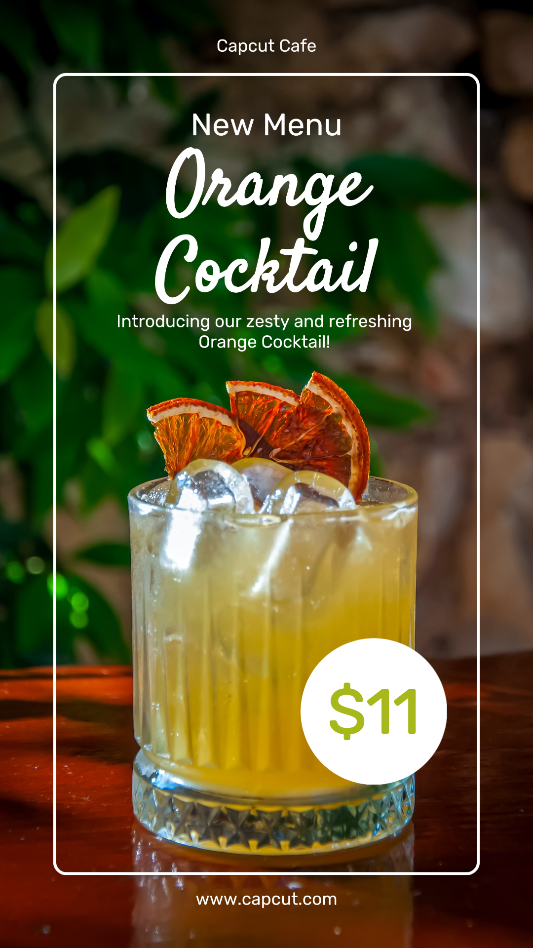 New Cafe Menu Orange Cocktail Instagram Story